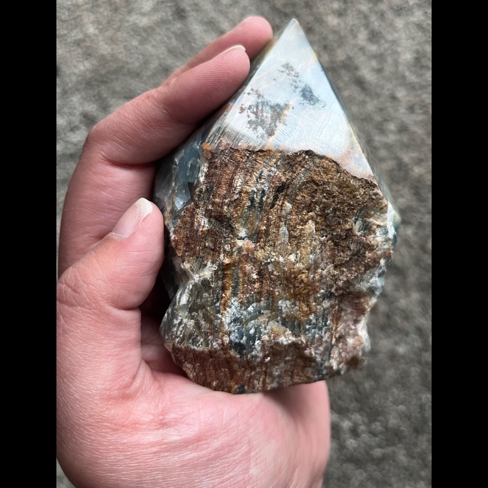 β¨ HP β¨ Lemurian Aquatine Calcite/Brazilian Blue Onyx β¨ Point β¨ - Picture 11 of 13